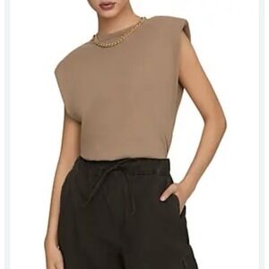 Good American Strong Shoulder Tank Top, Women's, Brown, Size 4